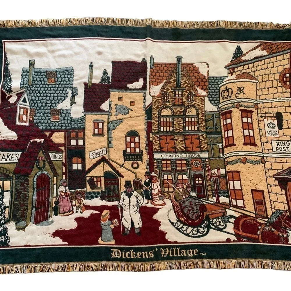 Goodwin Weavers Dept 56 Dickens Village 2nd Series Cotton Christmas Throw
